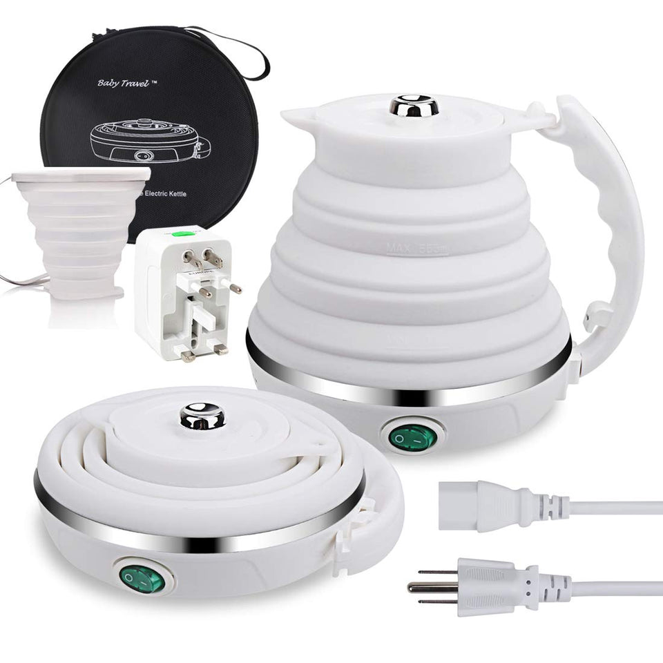 ShineMe upgrade travel kettle collapsed for compact packing.