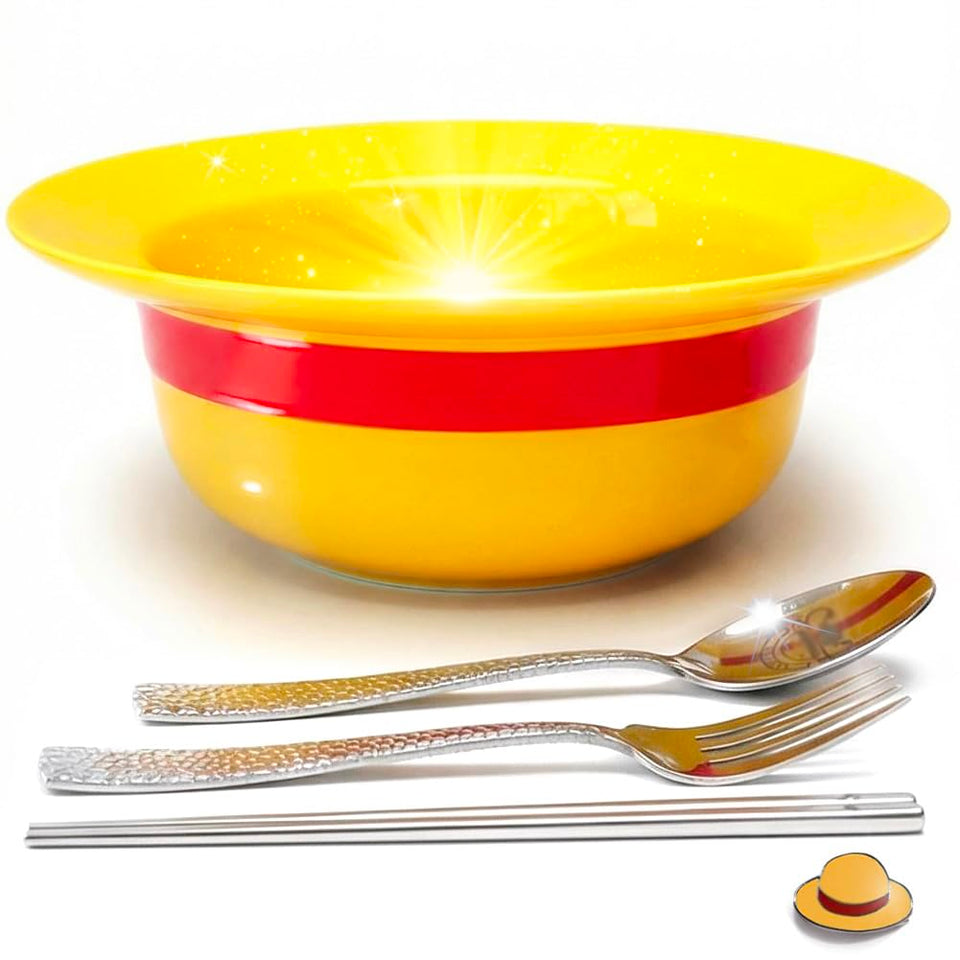 shiningsoul straw-hat ceramic bowl with 7.5-inch diameter, ideal for ramen and casual meals.