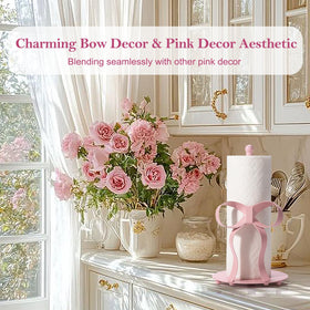 Shinlar pink-bow design adds charming decor while holding standard and jumbo rolls.