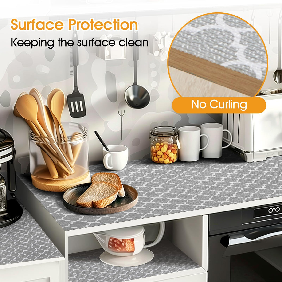 Shinlendid cabinet liner waterproof protects surfaces in drawers and shelves.