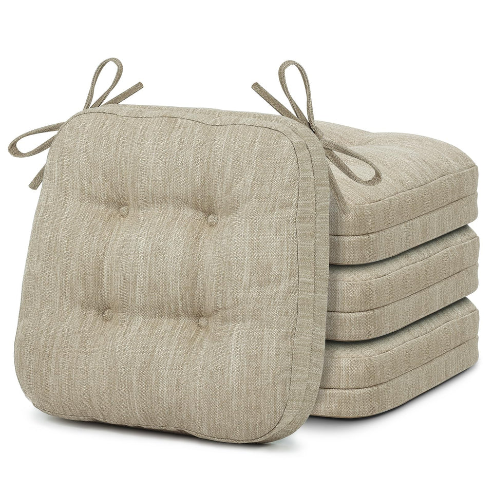 Shinnwa dining chair cushions 4-pack beige, top view, enhancing comfort during meals.