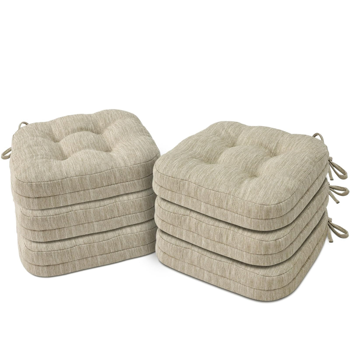 Shinnwa dining chair cushions with memory-foam top layer for plush comfort.