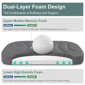 Shinnwa memory-foam top layer contours to hips for personalized comfort.