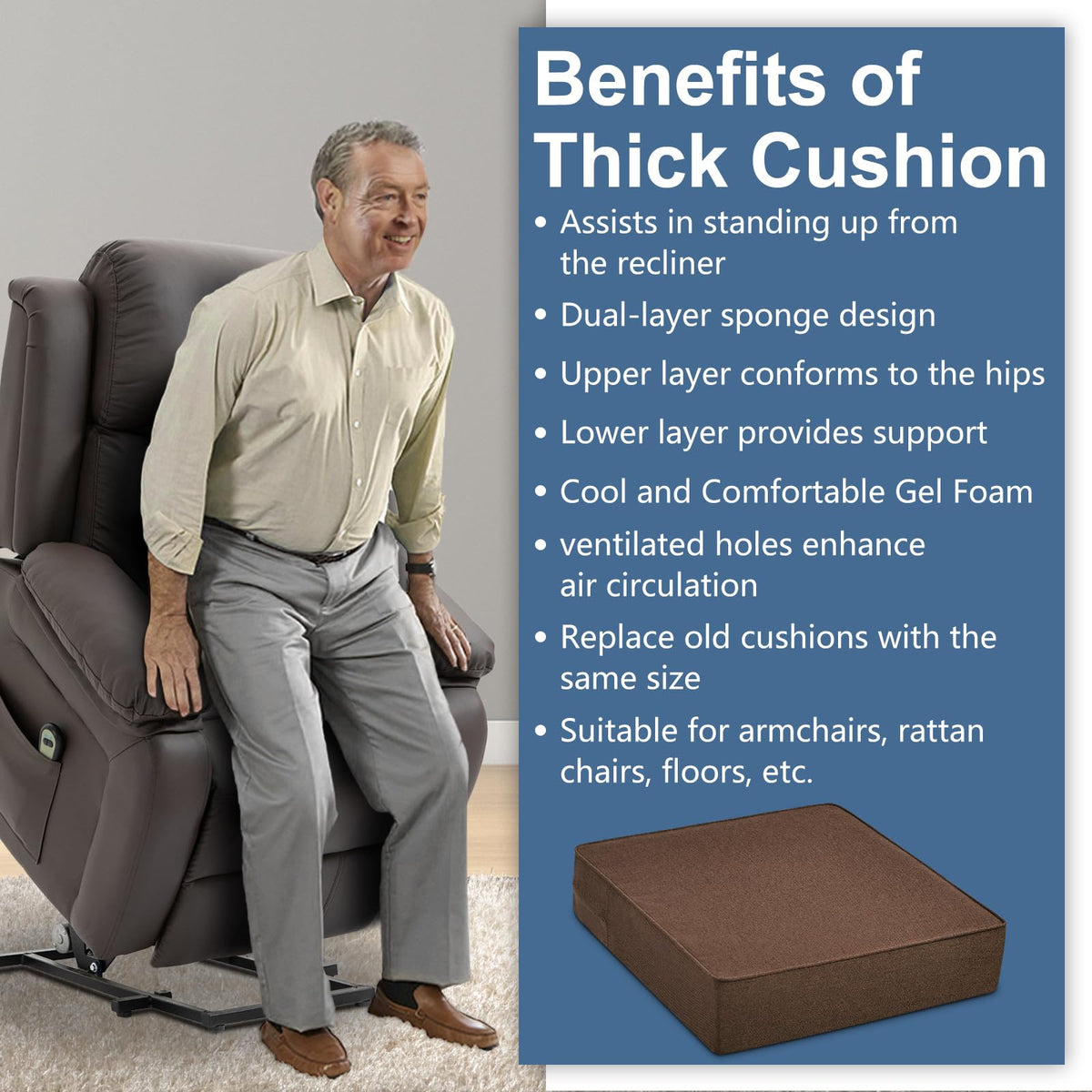 Shinnwa recliner cushion with zipper protection keeps foam secure