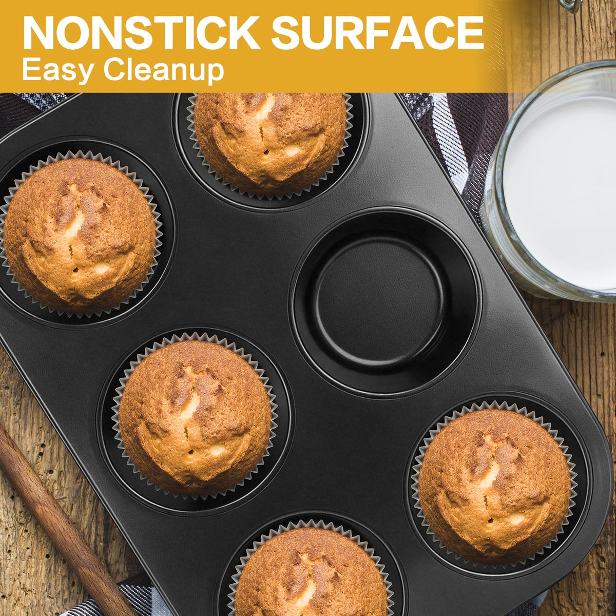 Shinsin Jumbo Muffin Pan 6-Cup durable carbon steel resists warping