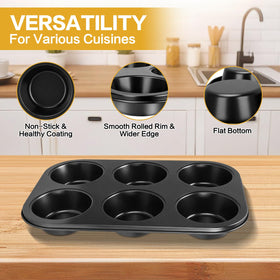 Shinsin Jumbo Muffin Pan 6-Cup nonstick coating enables easy release