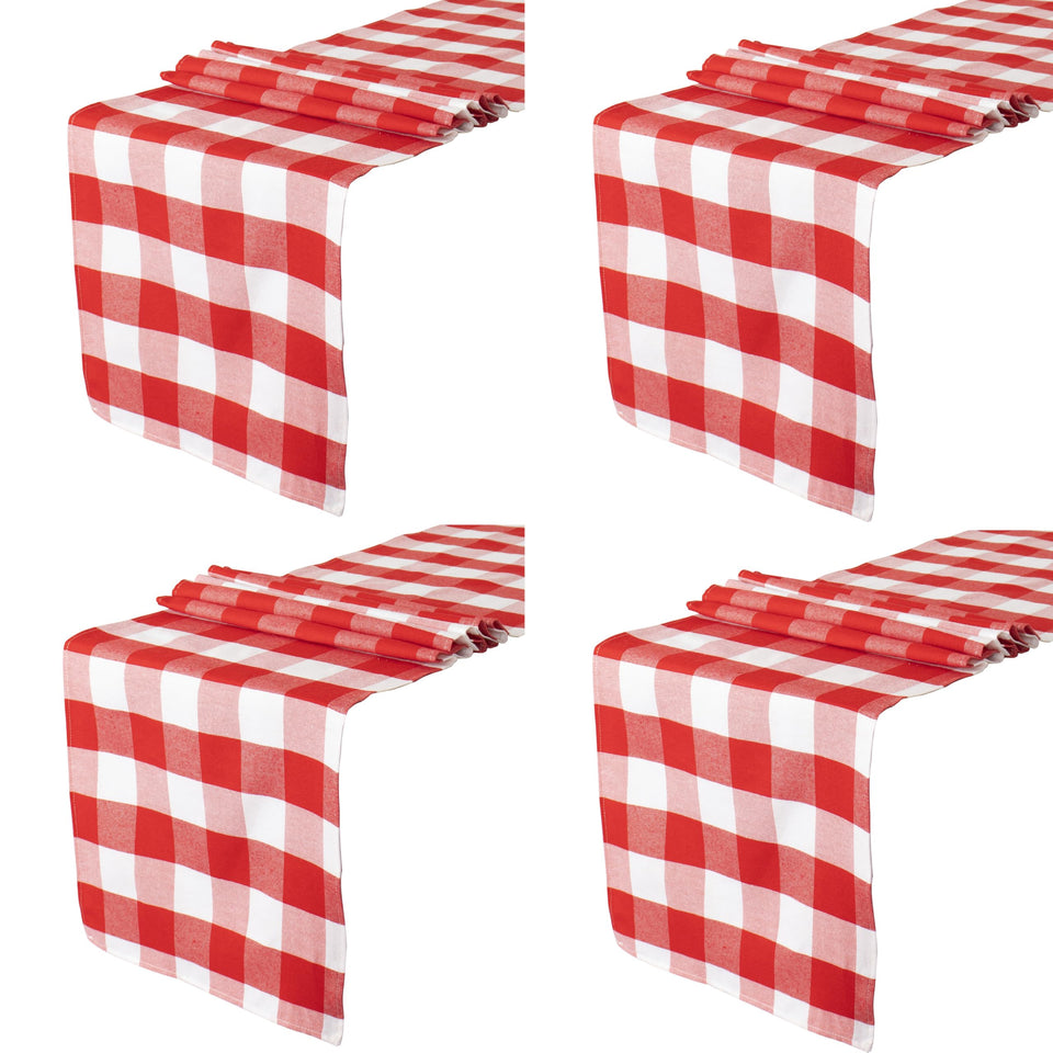 ShinyBeauty buffalo plaid table runner 108in red and white on dining table for festive gatherings