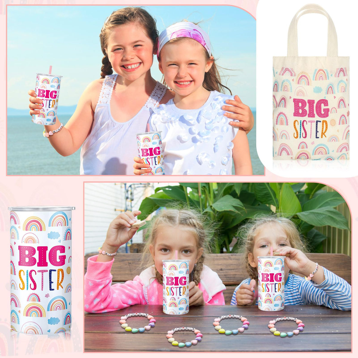 Shinylin big-sister gift set flatlay, perfect for birthdays or celebrations.