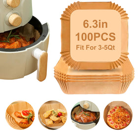 SHINYMOMO airfryer liner 6-3in square keeps fries crispy with easy cleanup.