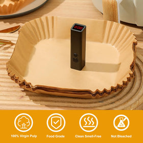 SHINYMOMO non-stick airfryer paper prevents sticking for quick food release.