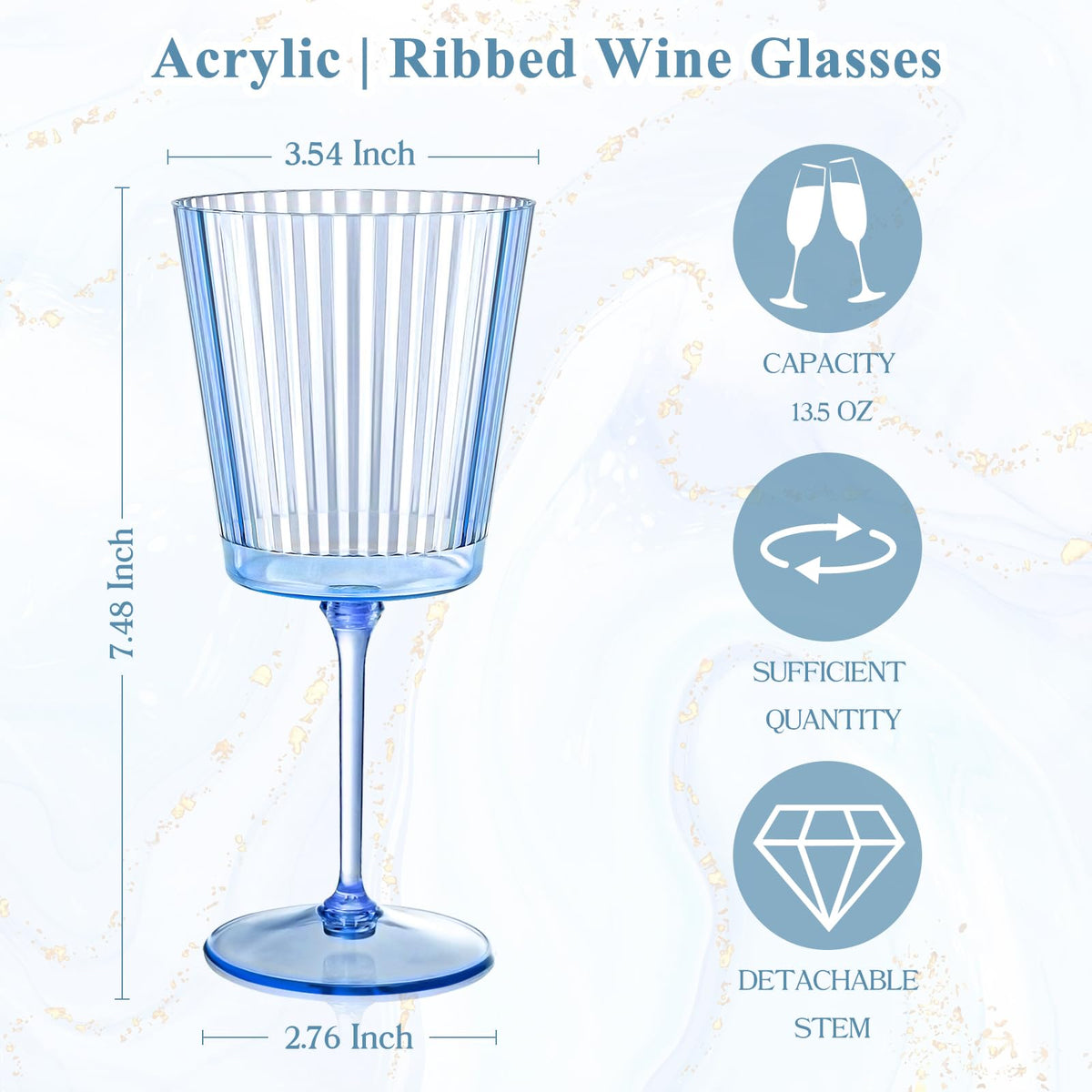 SHIQIKEJIPTY blue ribbed detachable-stem glass for easy storage and transport.