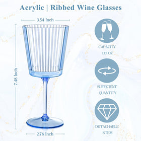 SHIQIKEJIPTY blue ribbed detachable-stem glass for easy storage and transport.