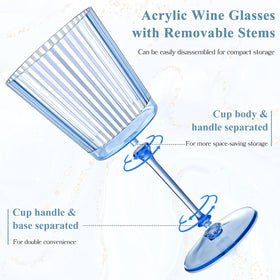 SHIQIKEJIPTY blue ribbed wine glass for weddings and parties with vintage flair.