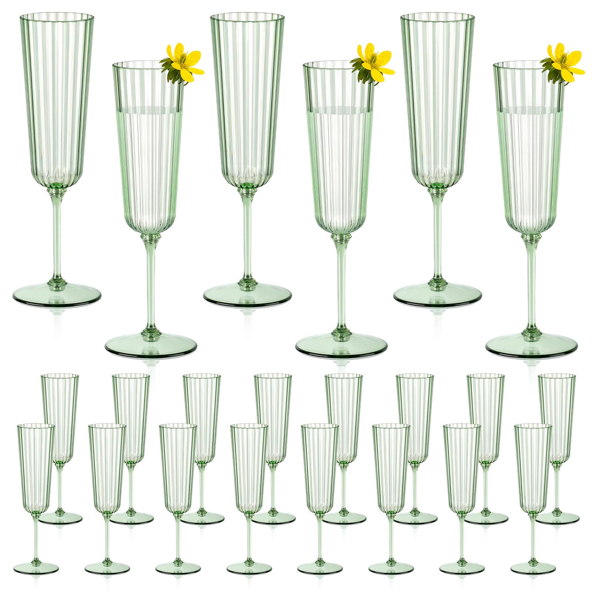 SHIQIKEJIPTY sage green champagne flutes with detachable handle for versatile use