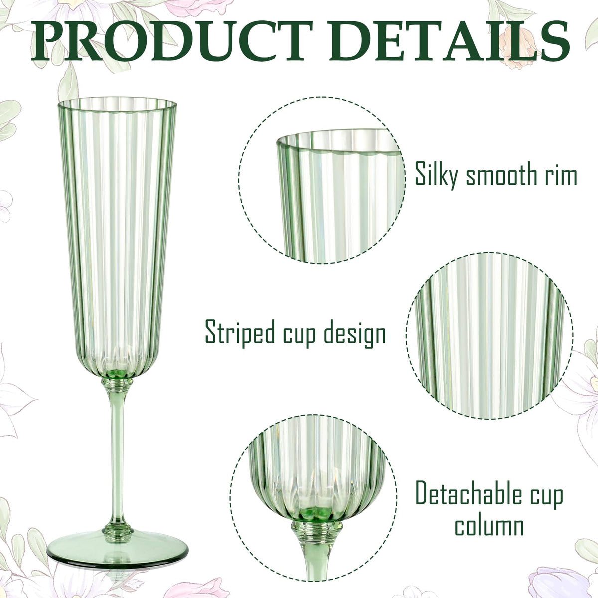 SHIQIKEJIPTY sage green champagne flutes lightweight plastic reduces breakage