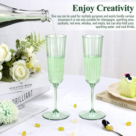 SHIQIKEJIPTY sage green champagne flutes versatile for champagne, cocktails, juice