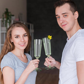 SHIQIKEJIPTY sage green champagne flutes ideal for weddings and baby showers