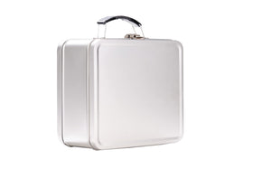Shirin Packaging metal lunch box front view in silver gray for durable daily use.