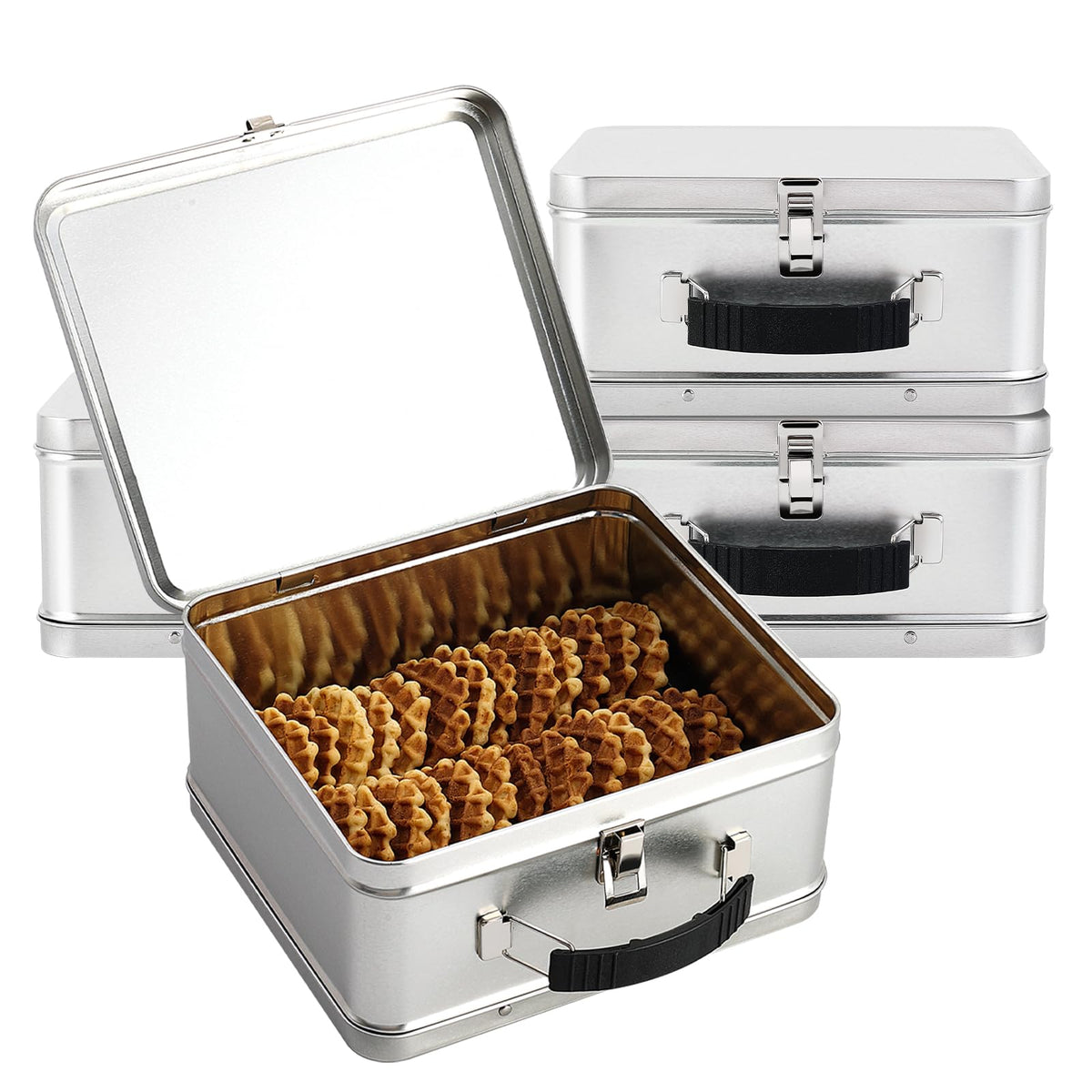 Shirin Packaging metal lunch box snacks inside highlight portability.