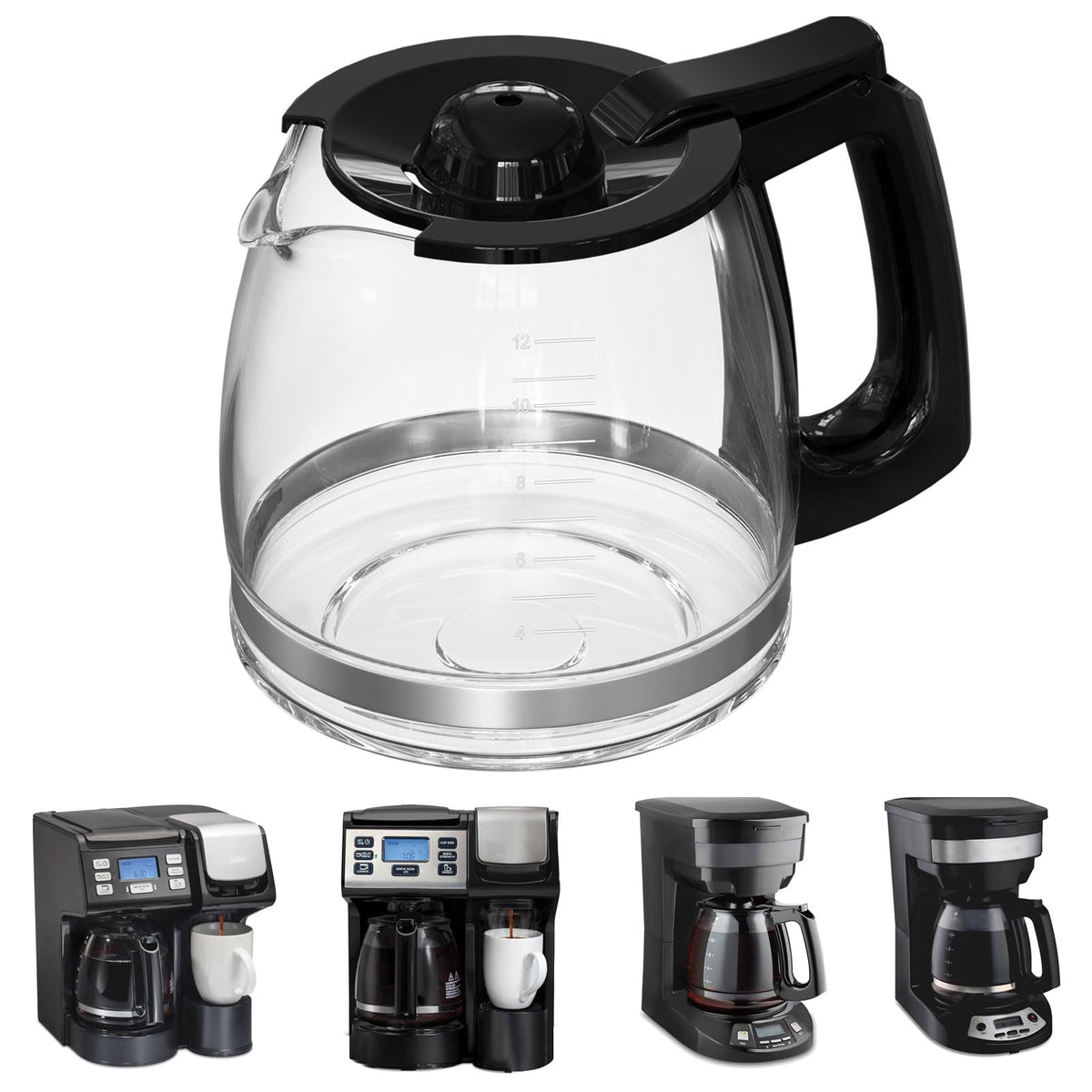 Shonshon 12-cup glass carafe compatible with Hamilton Beach, durable and heat resistant