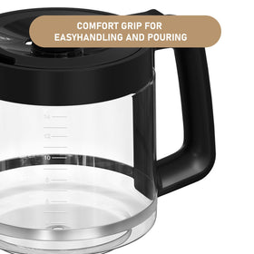 Shonshon 14-Cups Carafe glass body demonstrates borosilicate durability and heat resistance.