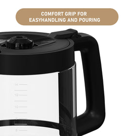 Ergonomic handle on Shonshon coffee carafe for comfortable pouring