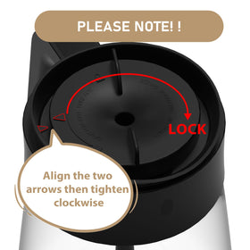 Shonshon Ninja carafe lid ensures a secure seal and fresh coffee.