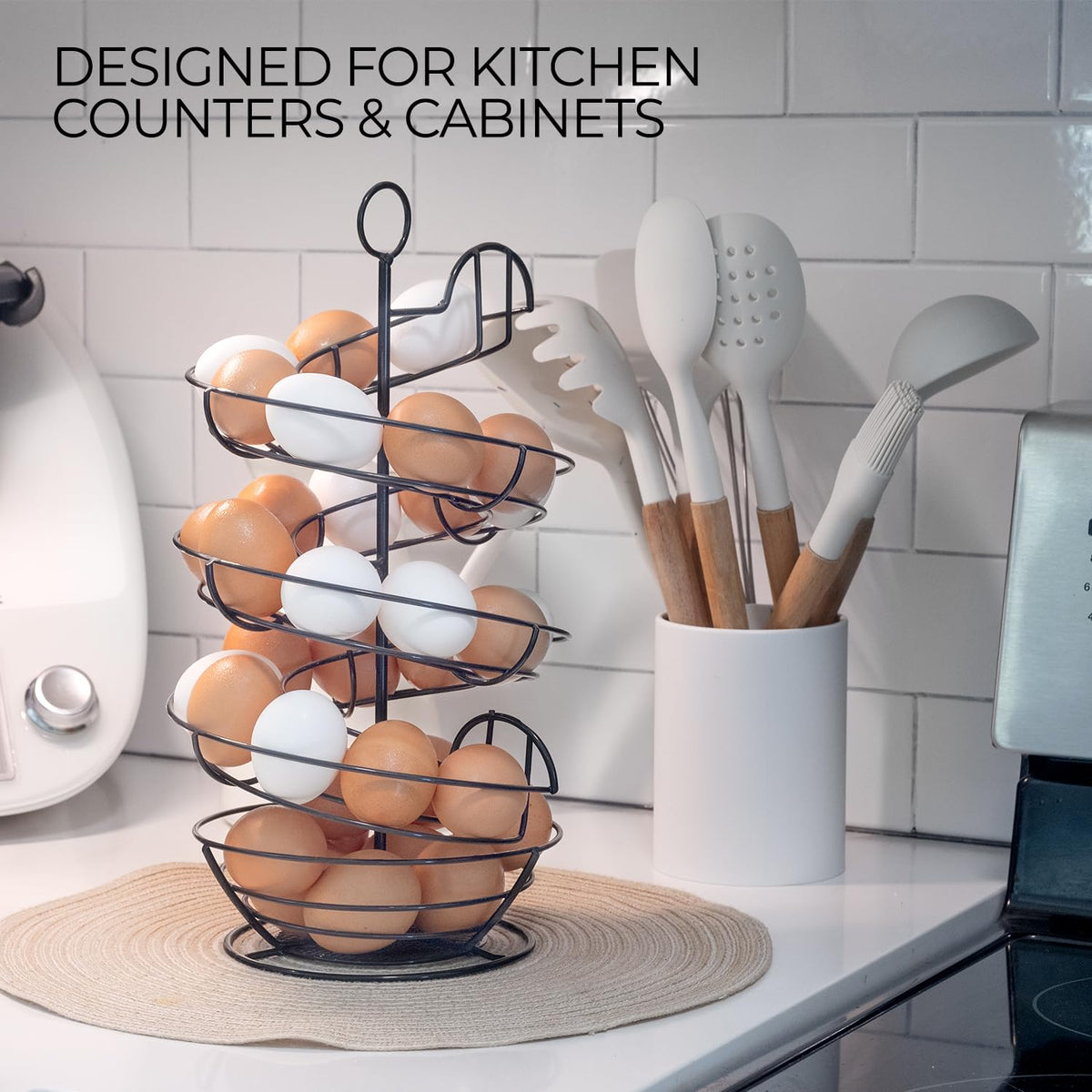 Shop Square Spiral design keeps newer eggs on top for quick selection