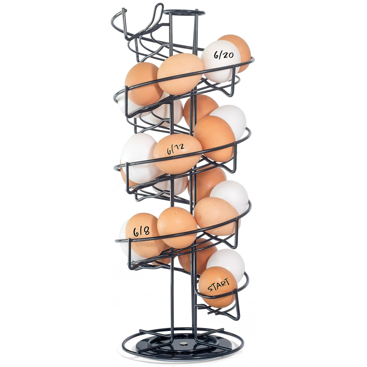 Shop Square Spiral Egg Holder Countertop side view shows easy access to eggs.
