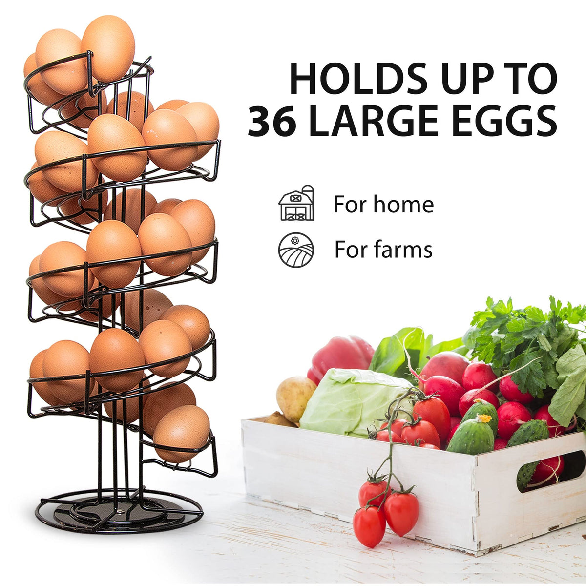 Shop Square Spiral Egg Holder rotates 360 degrees for quick retrieval.