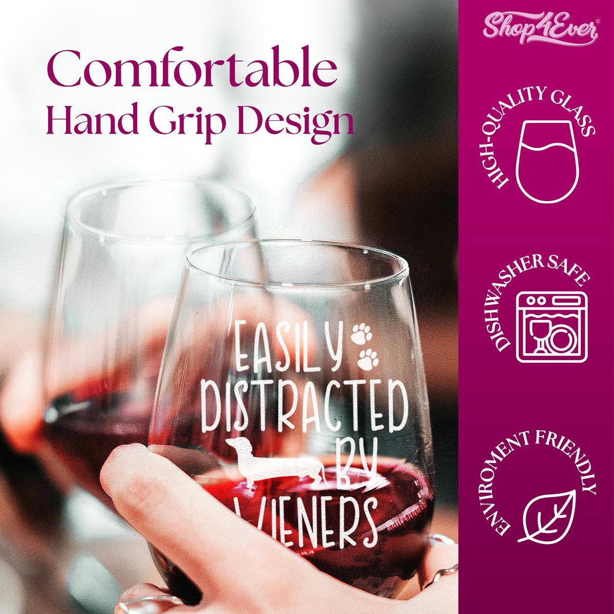 Shop4ever 15oz wine glass ideal for wine, cocktails, or water.