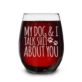 Shop4ever Talk Shit About You stemless wine glass, front view, durable and elegant.
