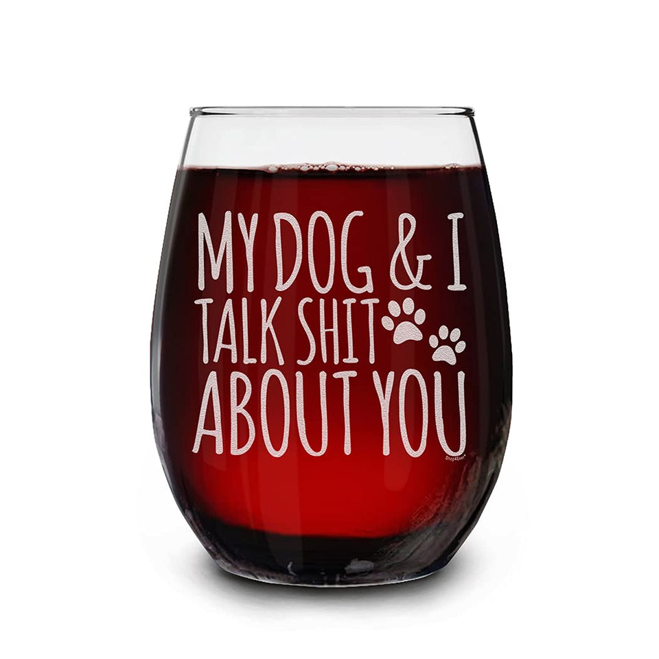 Shop4ever Talk Shit About You stemless wine glass, front view, durable and elegant.