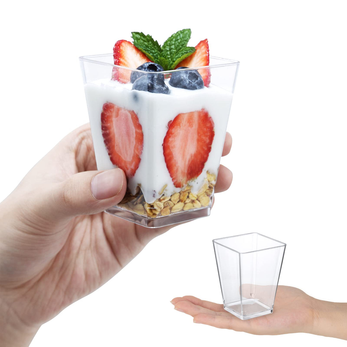 ShopDAY sturdy PS plastic cups offer crystal clarity for attractive servings.