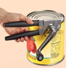 ShoppingOnBed heavy duty can opener with magnet demonstrates easy lid lift after cutting