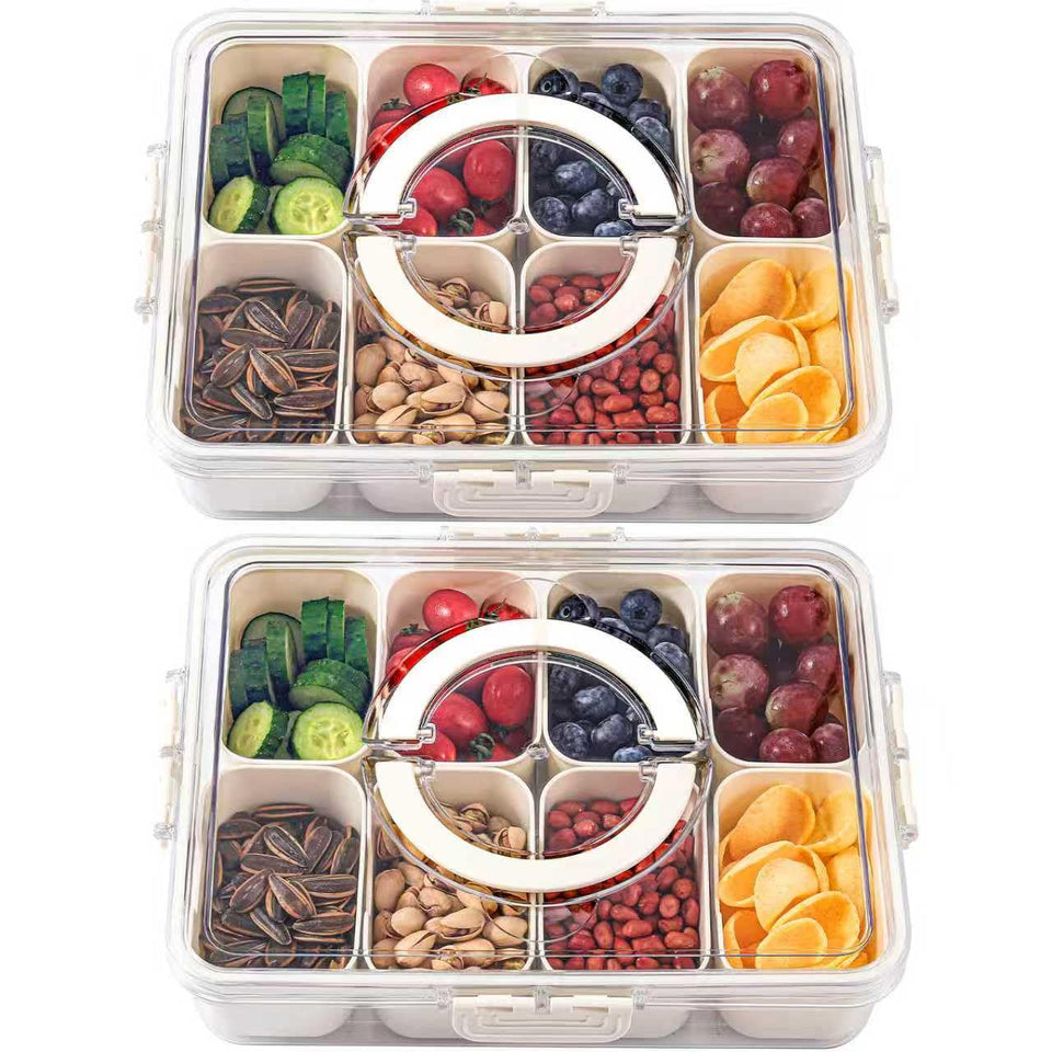 shopwithgreen divided serving tray with lid organized snack compartments for easy serving.