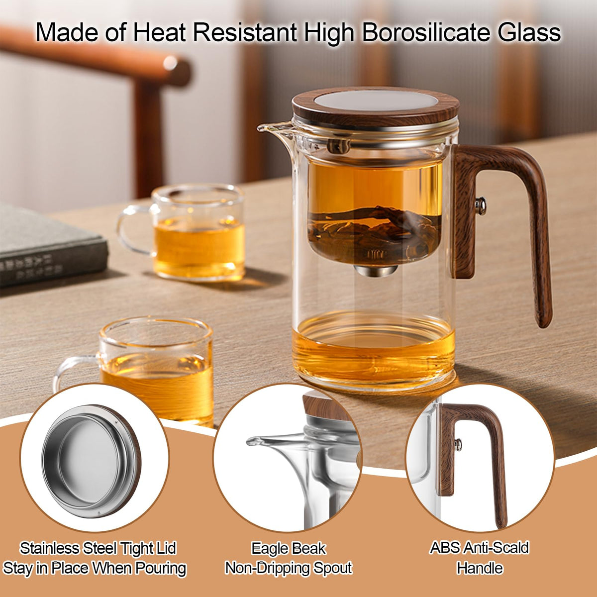 Shopwithgreen Enchanti Tea Pot infuser removed for easy cleaning and setup