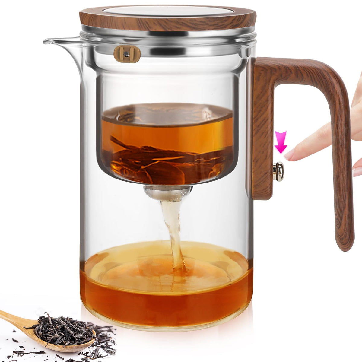 Shopwithgreen Enchanti Tea Pot outer view with magnetic infusion system for effortless brewing