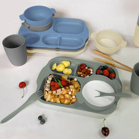 Shopwithgreen four-color set in beige, pink, green, blue offers coordinated meals.