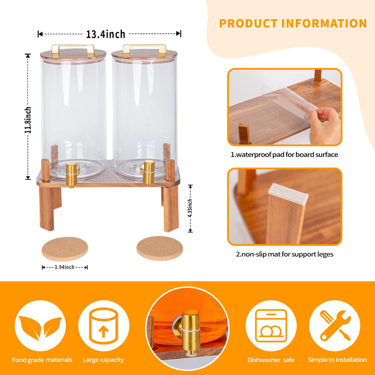 ShoreHao airtight wooden lids help keep drinks fresh between refills.