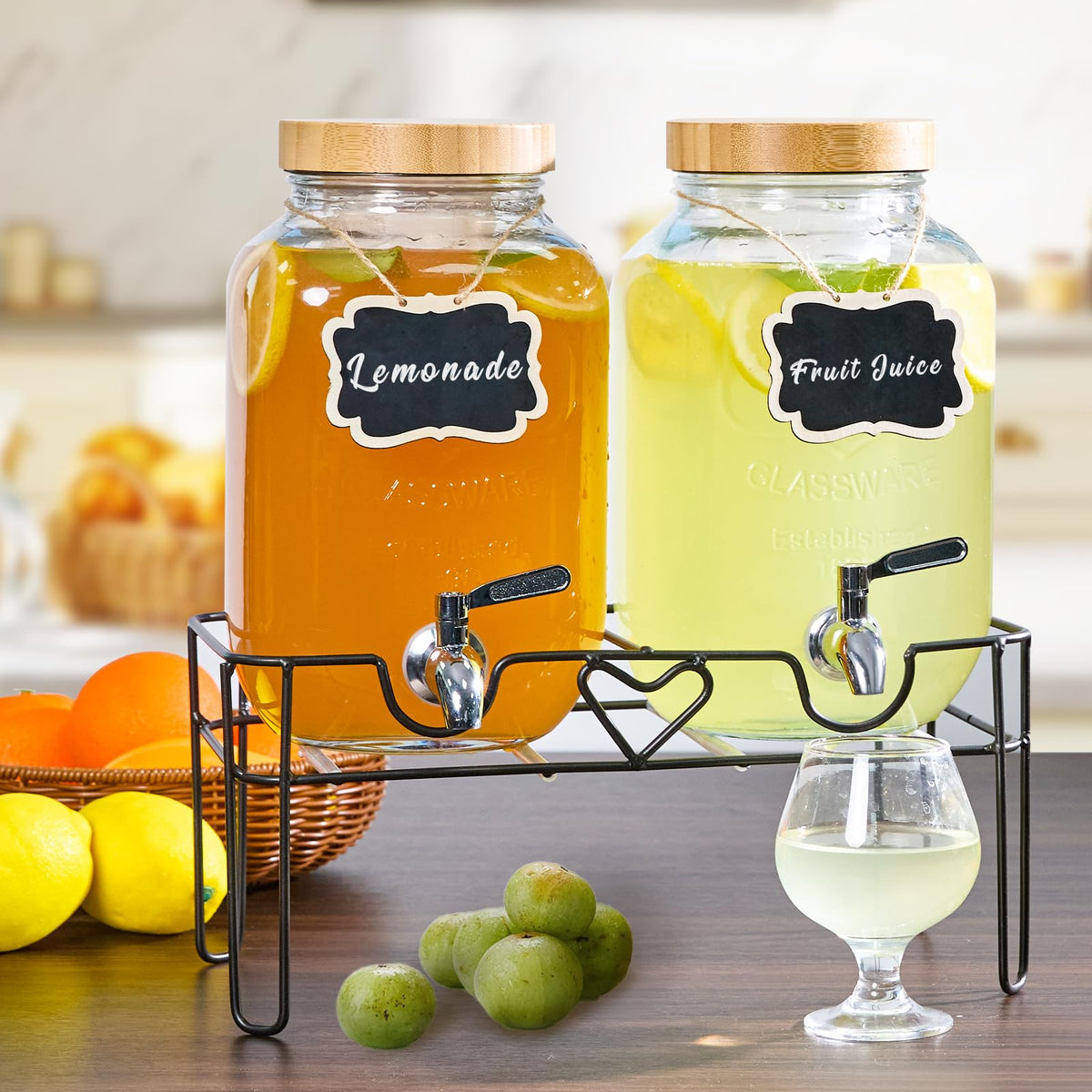 ShoreHao versatile dispenser set, perfect for lemonade, sangria, sun tea, or juice.