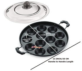 Shourya Appam Maker 12 pits with lid view for even cooking