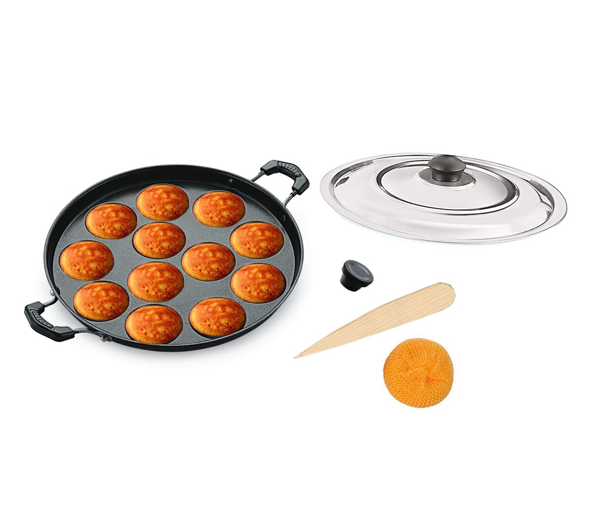 Shourya Trading non-stick Appam Pan with 12 pits for even heating