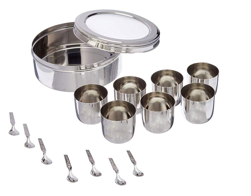Shourya Trading spice box with transparent lid for quick spice identification.