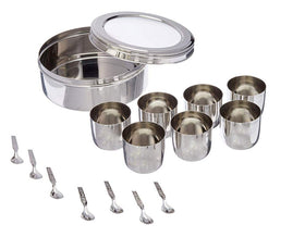 Shourya Trading spice box with transparent lid for quick spice identification.
