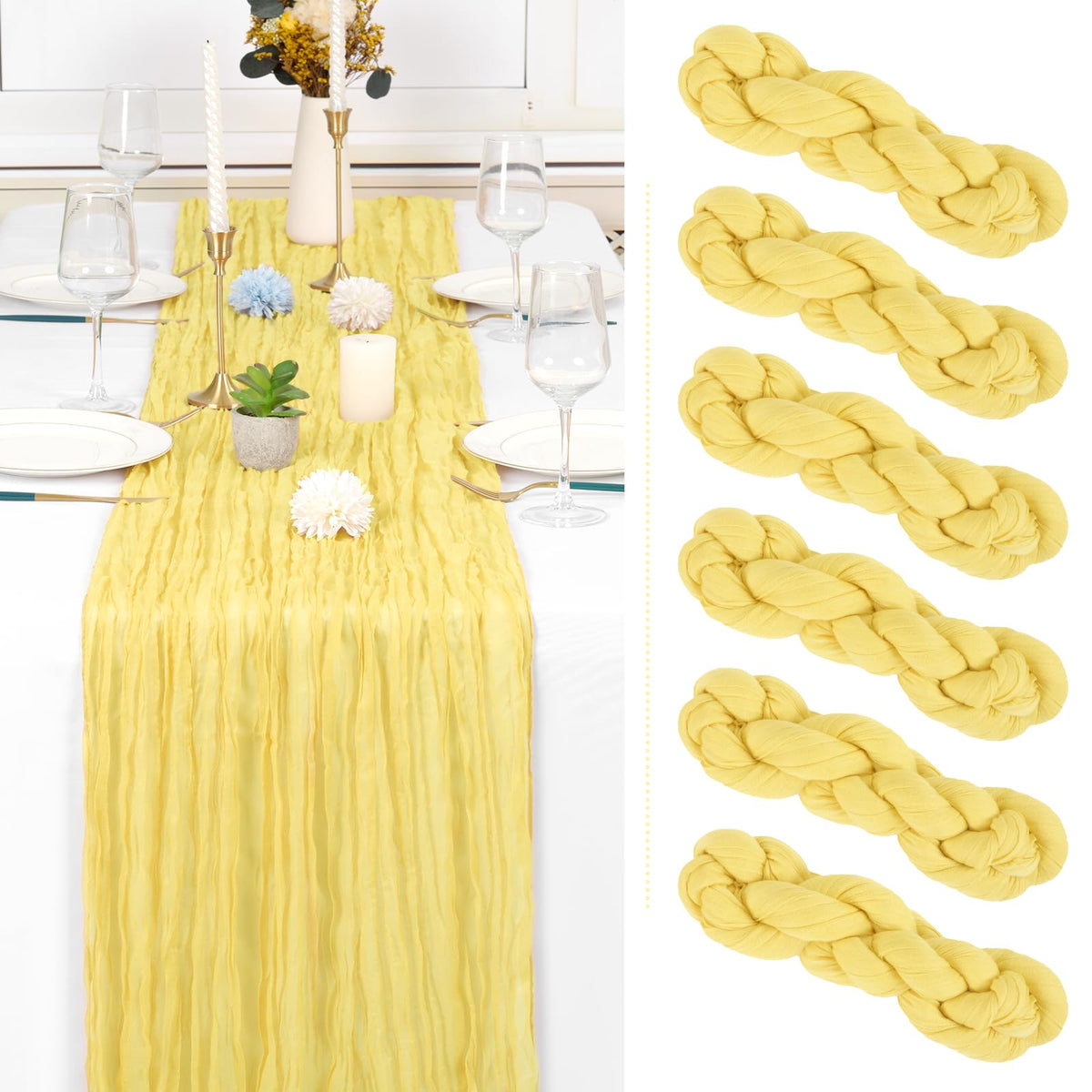 Showgeous cheesecloth table runner 120in, ideal for elegant wedding arch draping