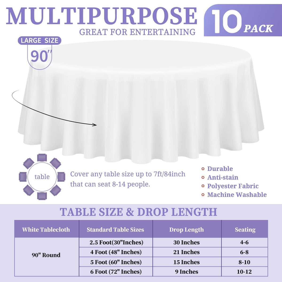Showgeous round tablecloth texture close-up showing premium polyester feel