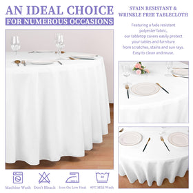 Showgeous white tablecloth used for wedding banquet setup