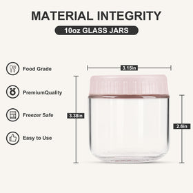 SHOWIN glass jars with wide mouths and lids for easy filling and cleaning.
