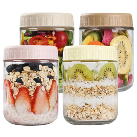 Showin overnight oats containers with lids 16oz jar for meal prep and portability